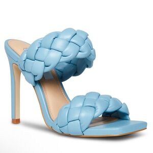 STEVE MADDEN 💙 Womens Light Blue Kenley Stiletto Slip On Heeled Sandal SIZE 10